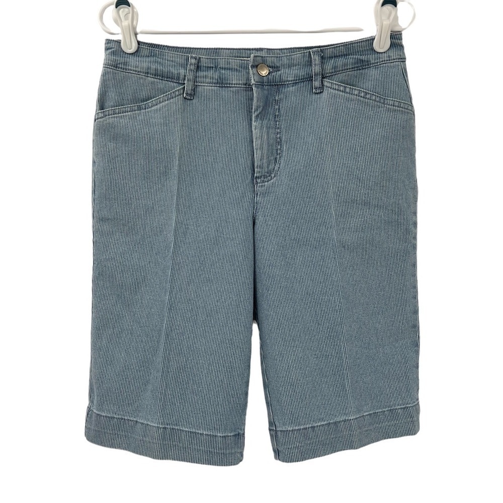 Jones New York Blue Striped Denim Trouser Shorts Size 6 Women’s